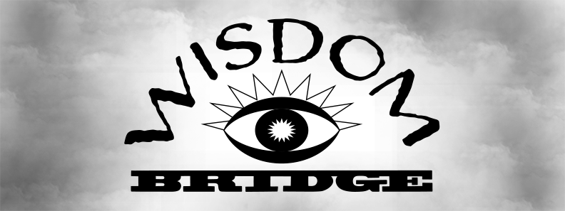 Wisdom Bridge logo is a illustrated eye with a sun in the center, and the words wisdom and bridge over and under the eye repectively