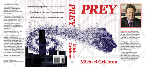 Graphic Design book cover for Michael Creightons Prey concept art