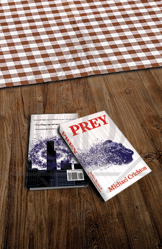 Graphic Design book cover for Michael Creightons Prey concept art mockup