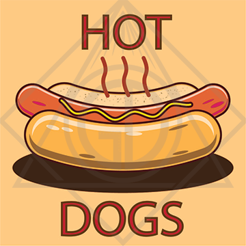Graphic Design product sign for Hot Dogs