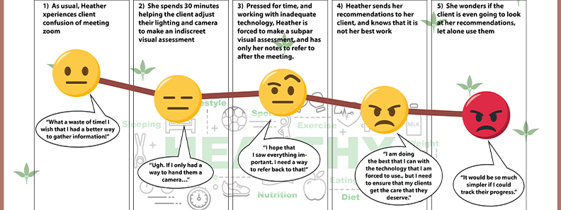 Holistic Heather's user journey before she finds the Wisdom Bridge app