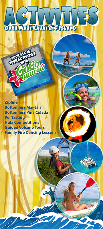 Graphic Design rack card for Go Go Hawaii